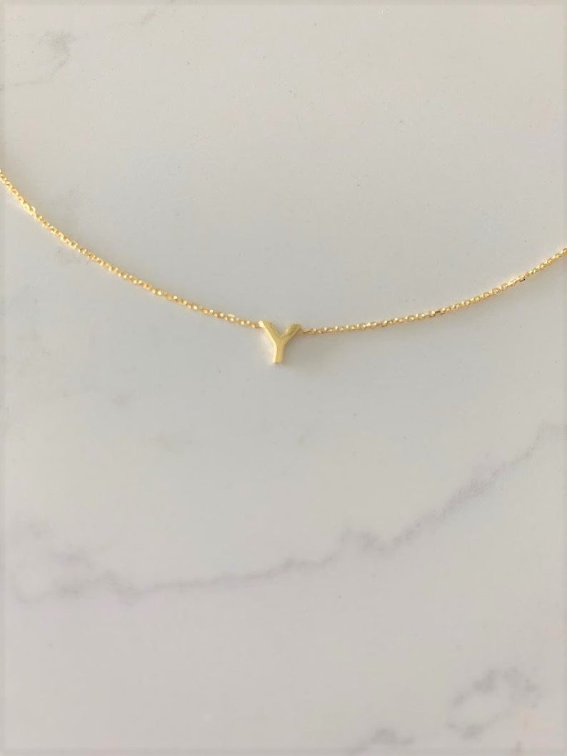 Tiny Letter Charm Necklace | R – Kate & Kole